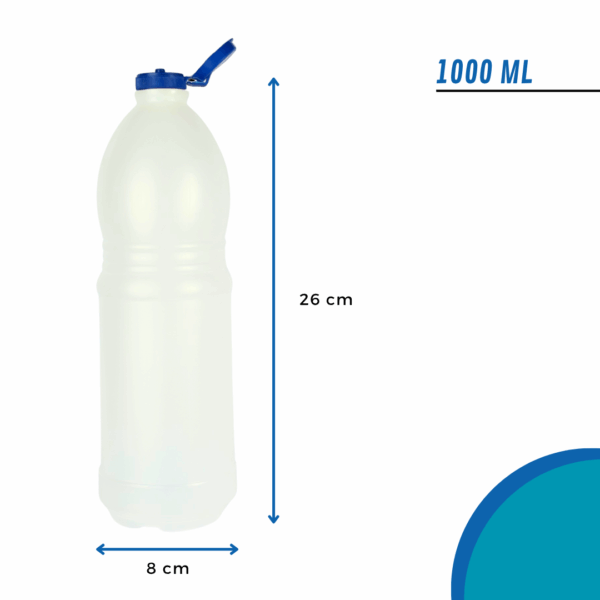 botella para jane, envase para jane, envase para lavandina, botella para lavandina, botella PAD 1000ml, envase para lavandina, botella para productos químicos, tapa flip top azul, envase para limpieza, frasco PAD colores, envase resistente, envase para químicos, packaging industrial, botella plástico resistente