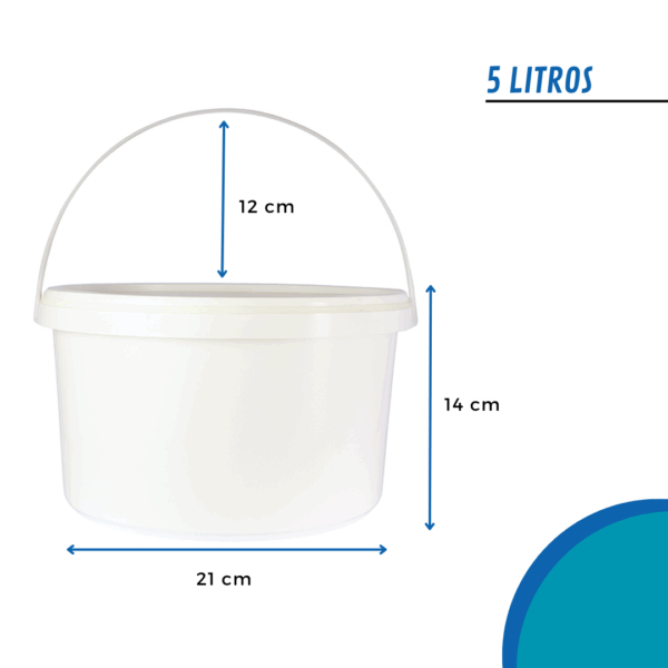 balde helado 5L, envase helado con tapa, balde con asa plástico, contenedor para postres, envase para alimentos fríos, balde para heladería, balde para uso alimentario, envase 5 litros alimentos, balde plástico resistente