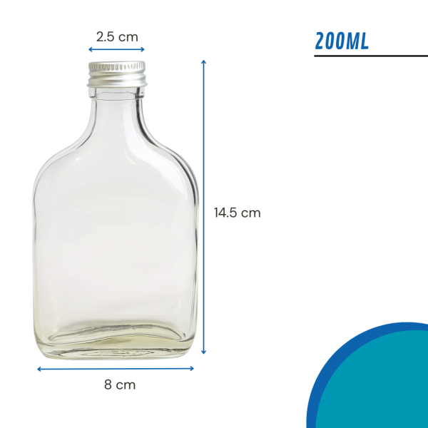petaca de vidrio 200ml, botella vidrio pequeña, envase vidrio con tapa metálica, petaca tapa negra, petaca tapa plateada, frasco vidrio licores, envase vidrio bebidas, botella vidrio artesanal, petaca vidrio para jugos, envase vidrio aceites, frasco vidrio jarabes, botella vidrio gourmet, petaca vidrio para licores, petaca para alcohol