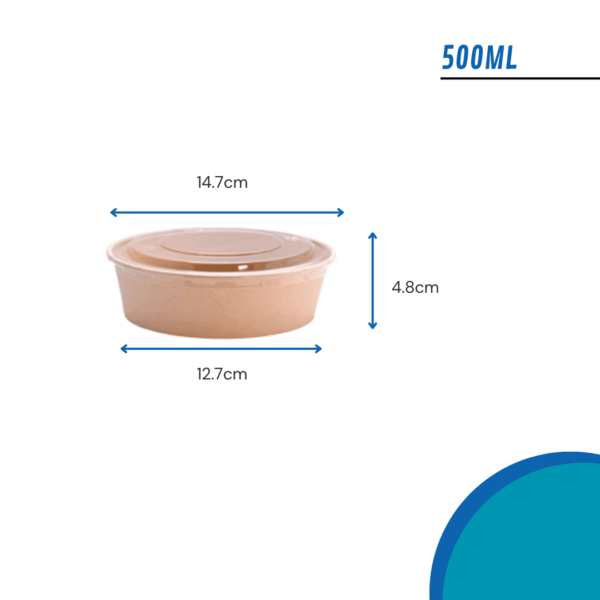 Bowl Ensaladera Polipapel Bambú Con Tapa 500ml - Imagen 5