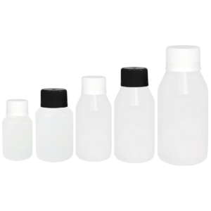 frasco pad polietileno con tapa negra blanca precintada precinto botella farma farmacia medicina