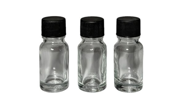 Frasco vidrio transparente tapa plástica c/antiderrame 10ml