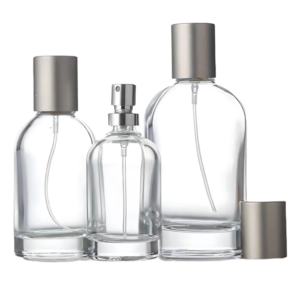 frasco perfume con spray plateado cilindrico100ml 50ml 30ml con tapa