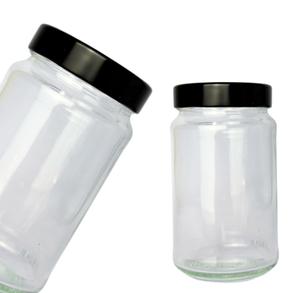 bollon de vidrio 320ml con tapa negra Bollón de vidrio 320ml con tapa negra, ideal para conservas, cosmética, velas y alimentos. Envase de vidrio resistente con tapa a rosca, perfecto para emprendimientos y almacenamiento seguro