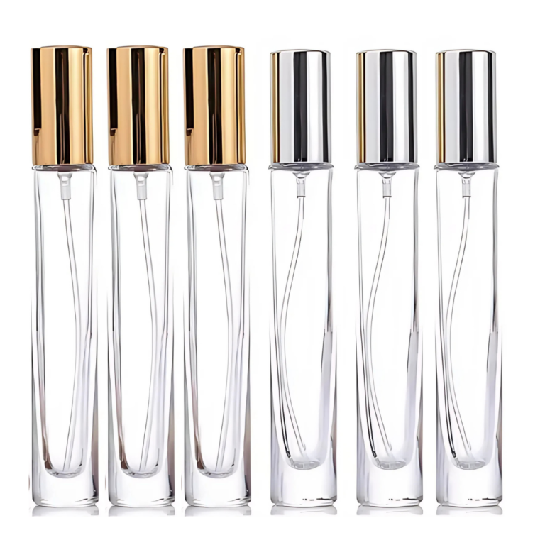 spray vidrio largo con tapa dorada plateada spray de vidrio