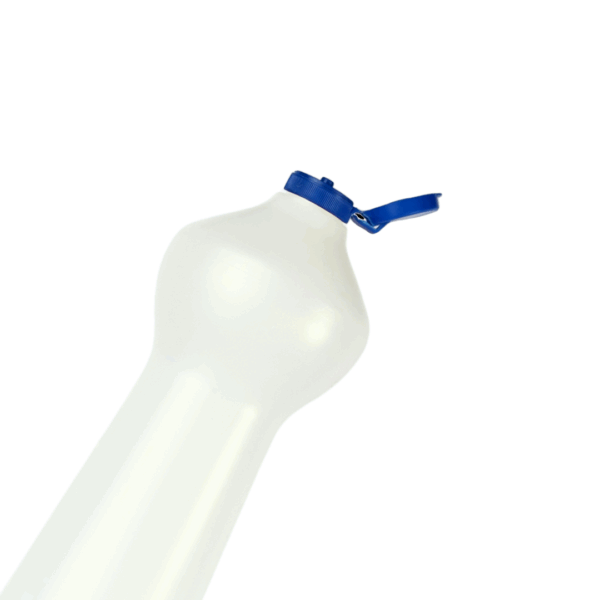 botella PAD natural, envase detergente, botella para químicos, tapa flip top azul, envase productos limpieza, botella lavandina, botella resistente, envase plástico natural, contenedor químicos líquidos, packaging limpieza profesional