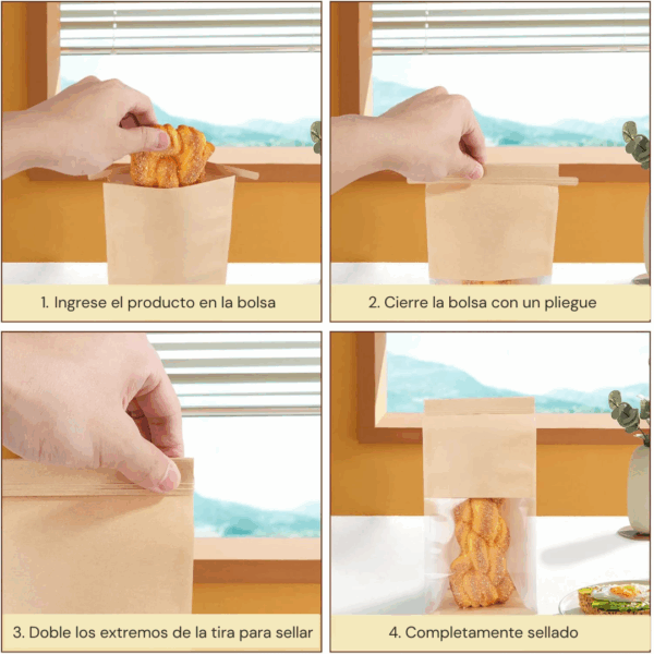 bolsa para pan, bolsa con visor amplio, bolsa panadería, packaging pan artesanal, bolsa resistente a grasa, bolsa resistente al agua, bolsa con base plana, bolsa con fuelle, bolsa con tira plegable, bolsa para donuts, bolsa para galletitas, bolsa para bizcochos, presentación para panadería