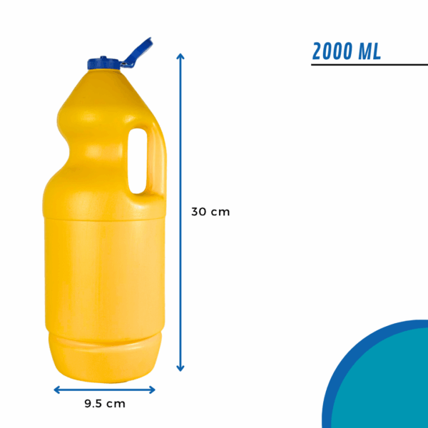 envase para jane, botella para jane, envase para lavandina, botella para lavandina, botella PAD 2000ml, envase con manija, envase lavandina, frasco químico industrial, botella resistente, envase para productos químicos, tapa flip top azul, botella colores químicos, packaging limpieza, envase industrial 2 litros