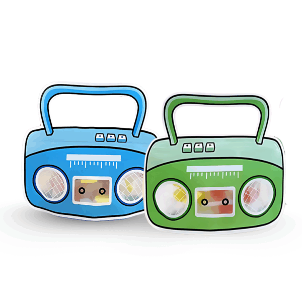 bolsa ziploc infantil, bolsa con diseño de radio, packaging divertido para niños, bolsa sorpresitas, fiestas infantiles, bolsa con manija, bolsa con base expandible, bolsa reutilizable, packaging para golosinas, ziploc con forma original, bolsas para eventos, bolsas infantiles celeste verde, packaging para tiendas infantiles