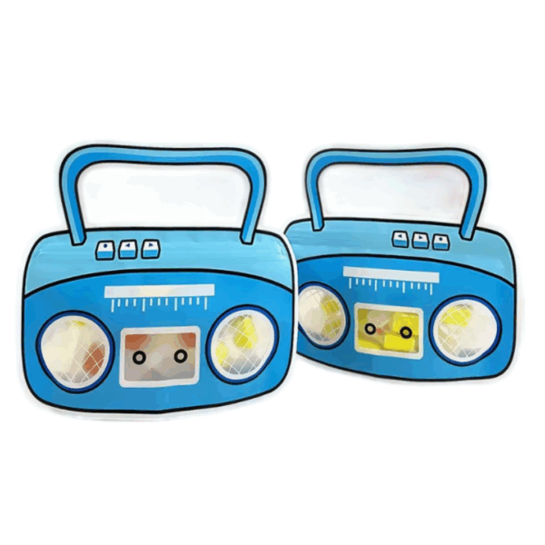 bolsa ziploc infantil, bolsa con diseño de radio, packaging divertido para niños, bolsa sorpresitas, fiestas infantiles, bolsa con manija, bolsa con base expandible, bolsa reutilizable, packaging para golosinas, ziploc con forma original, bolsas para eventos, bolsas infantiles celeste verde, packaging para tiendas infantiles