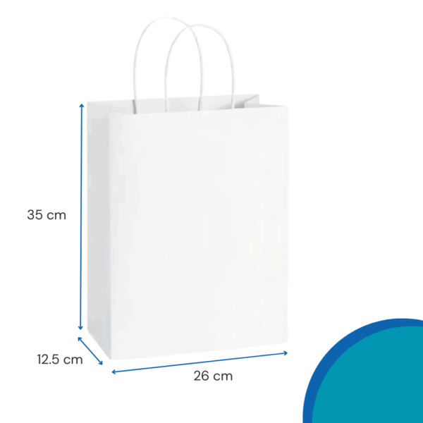 bolsas de papel blancas, bolsas con asas reforzadas, bolsas blancas para comercios, packaging ecológico, bolsas de papel para tiendas, bolsas para locales comerciales, bolsas resistentes de papel, bolsas para regalos, bolsas blancas con manijas, bolsas de papel varios tamaños