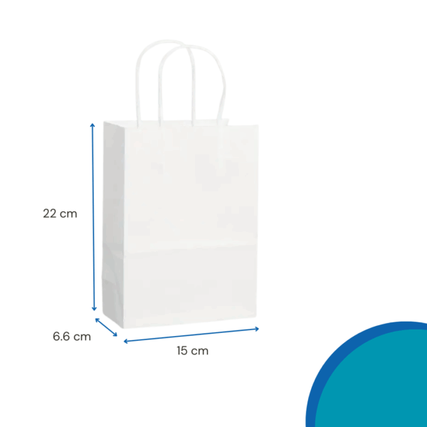 bolsas de papel blancas, bolsas con asas reforzadas, bolsas blancas para comercios, packaging ecológico, bolsas de papel para tiendas, bolsas para locales comerciales, bolsas resistentes de papel, bolsas para regalos, bolsas blancas con manijas, bolsas de papel varios tamaños