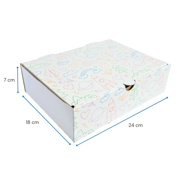 caja regalo día del niño, caja infantil decorada, packaging infantil, caja de cartón para golosinas, caja temática infantil, caja de cartón rígida, caja regalo vacía, caja para juguetes pequeños, caja promocional día del niño, caja 24x18x7 cm, caja regalo niños