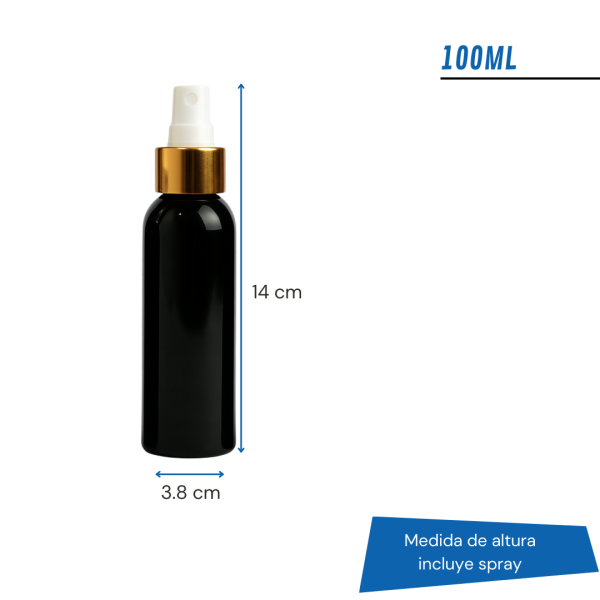 frasco pet negro, frasco spray negro, frasco pet con válvula spray, frasco efecto metal, spray dorado, spray plateado, frasco cosmética negro, envase pet negro, frasco perfume pet, frasco aromatizante, frasco con válvula metálica, frasco negro 30ml, frasco negro 60ml, frasco negro 100ml, frasco negro 120ml, frasco negro 250ml, envase negro con spray, frasco elegante para cosmética, envase premium pet, frasco para cuidado personal
