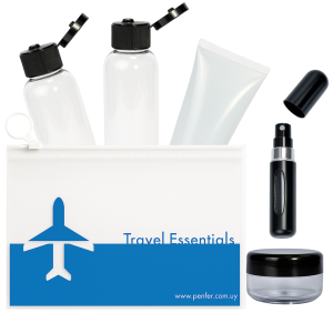kit de viaje premium, frascos para avión, kit de viaje con decant de perfume, frascos para equipaje de mano, kit de viaje 100ml, pomo 60ml, pote 30g, decant de perfume 5ml, kit de frascos rellenables.